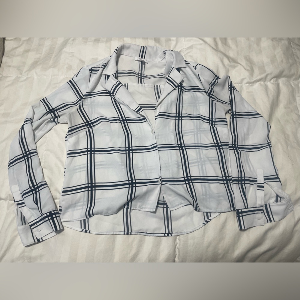 Leith White and Black Striped Blouse